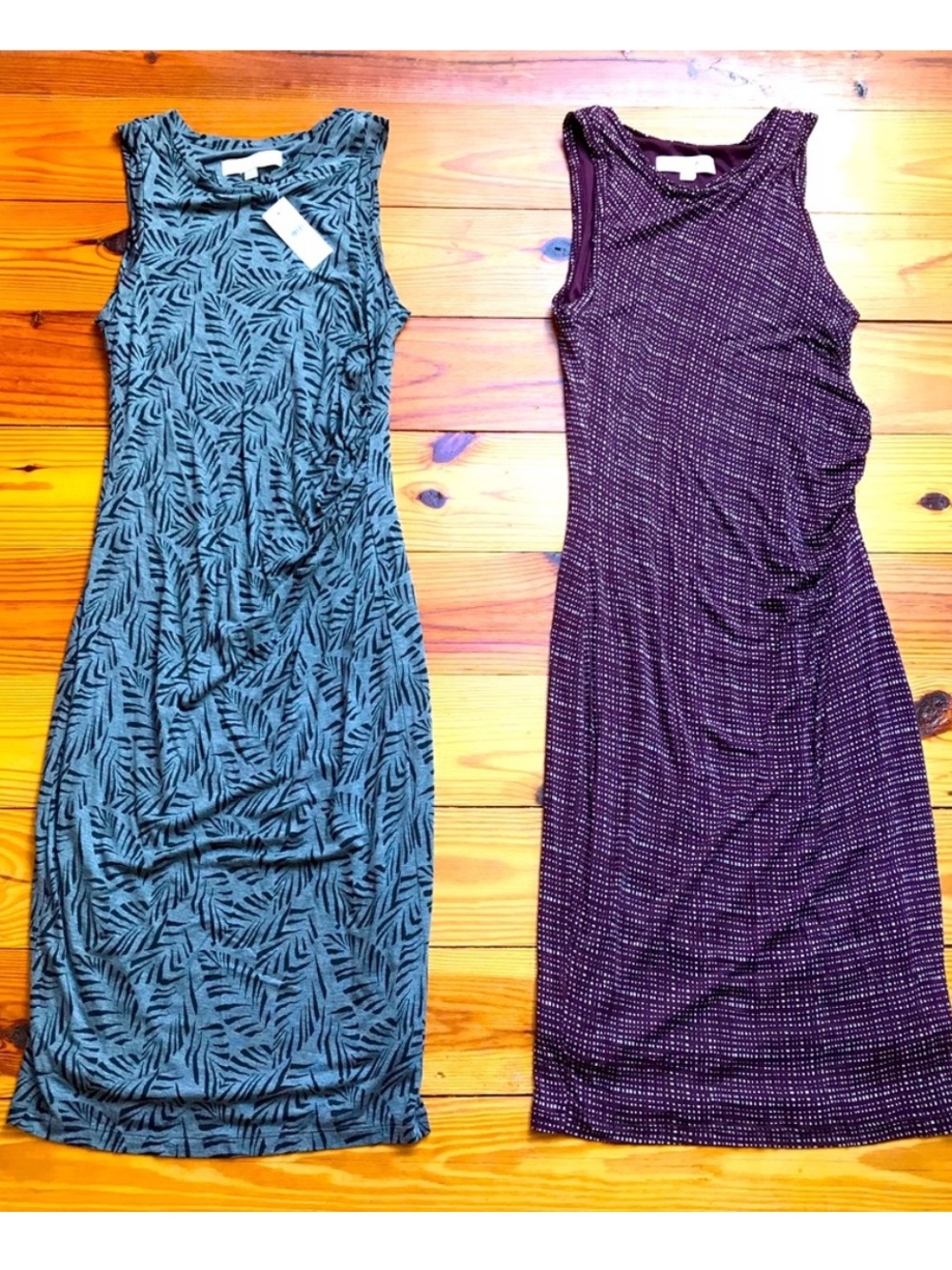 Loft Sheath Maroon Gray Dress Bundle, XS
